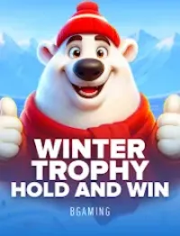winter trophy hold and win game logo